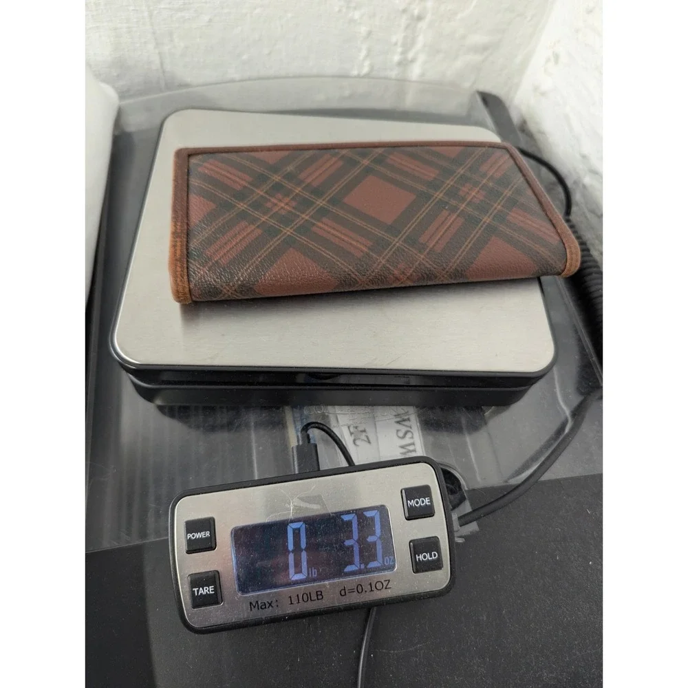 Vintage Polo Ralph Lauren Long Wallet Bifold Brown Tartan‎ Leather Checkbook